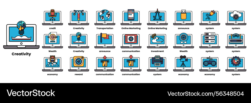 Set of in the concept computers and business Vector Image
