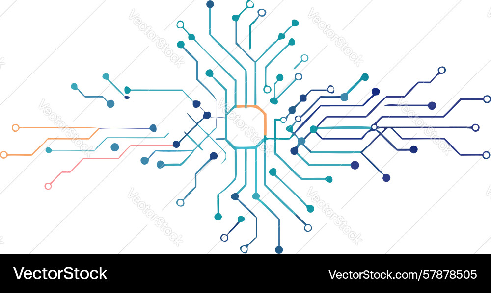Abstract glowing circuit board paths design Vector Image