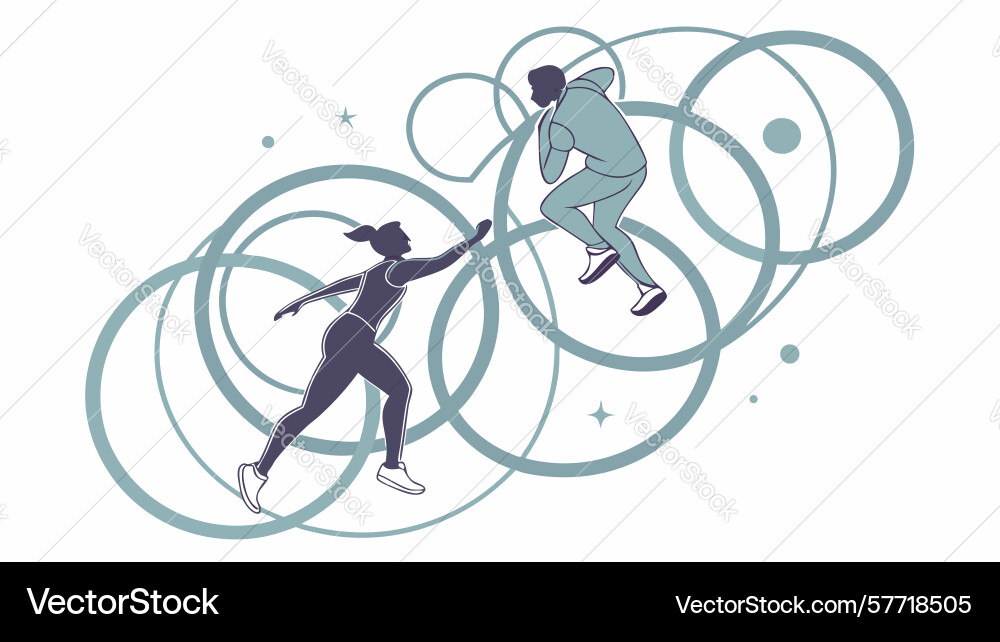 Abstract skaters in motion with intersecting Vector Image