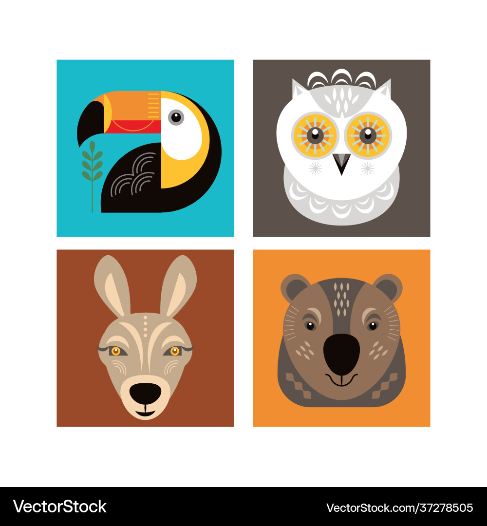 Animal faces vector image