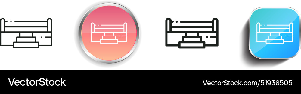 Boxing ring icon thin linear regular and button Boxing ring icon thin linear regular and button vector image