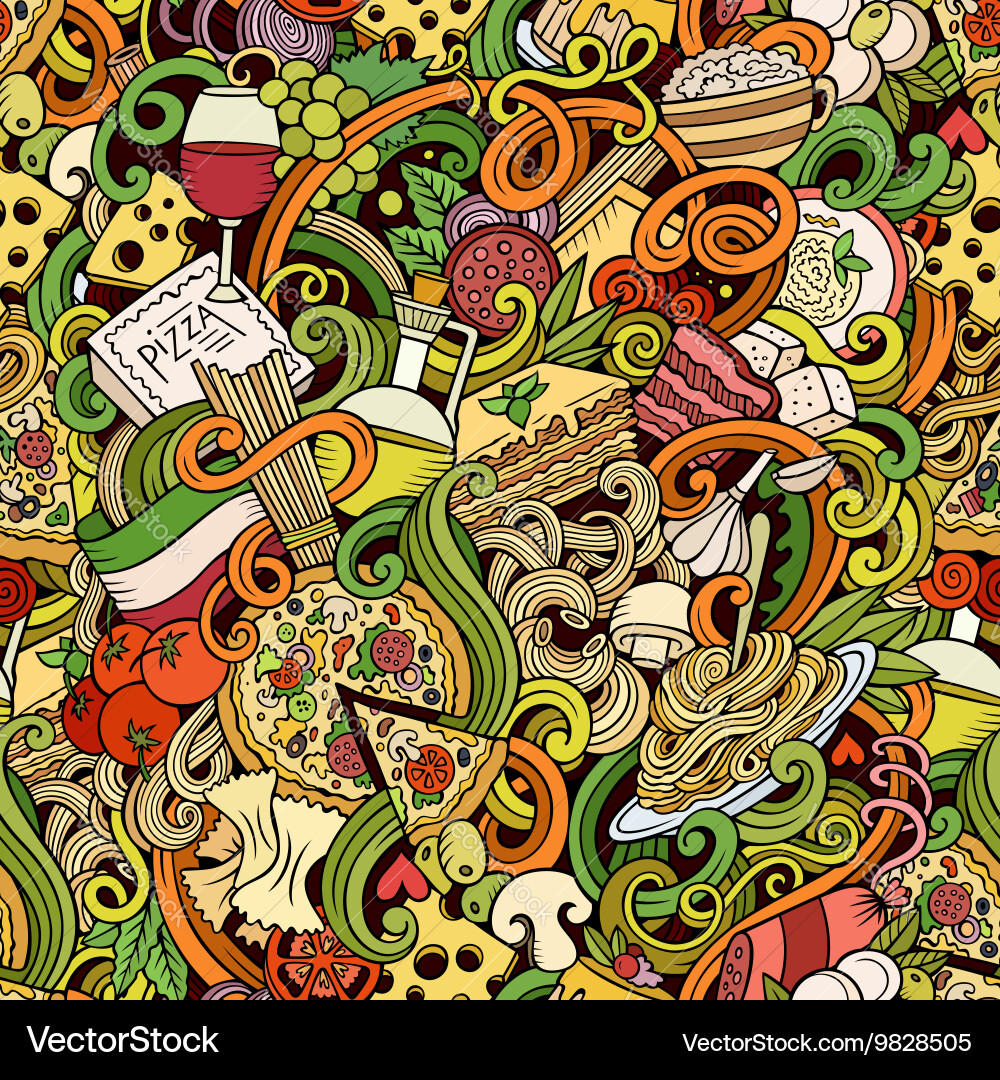 Cartoon handgezeichnete Doodles der italienischen Küche Cartoon handgezeichnete Doodles der italienischen Küche vektorbild