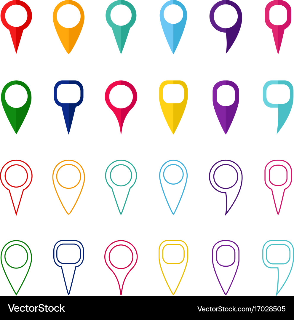 Colored Map Markers and Pointers vector image
