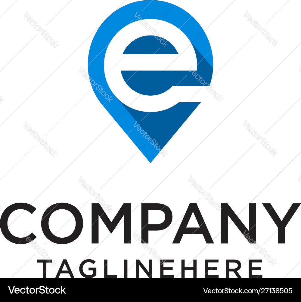 E with Map Pointer Logo vector image