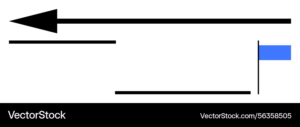 Horizontal arrow pointing left with lines and blue Horizontal arrow pointing left with lines and blue vector image