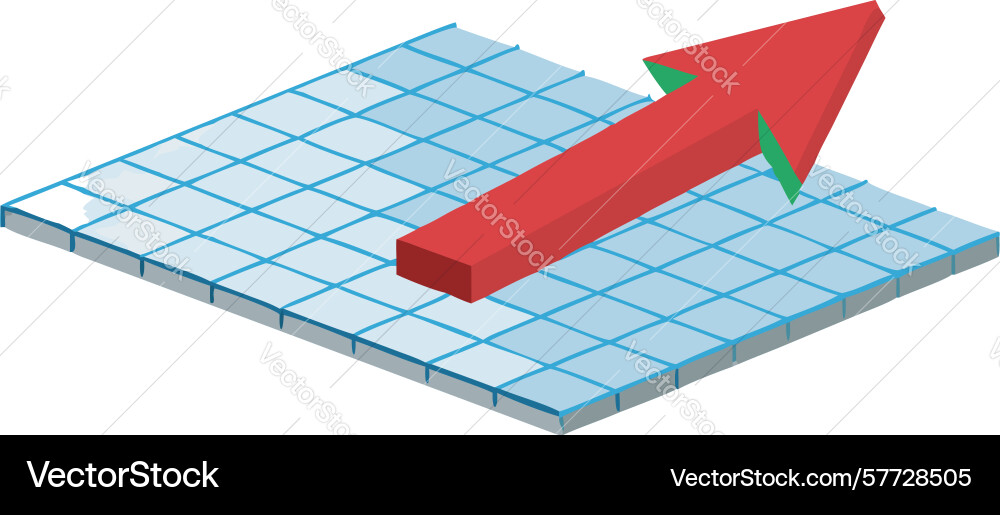 Isometric upward arrow on grid for business data vector image