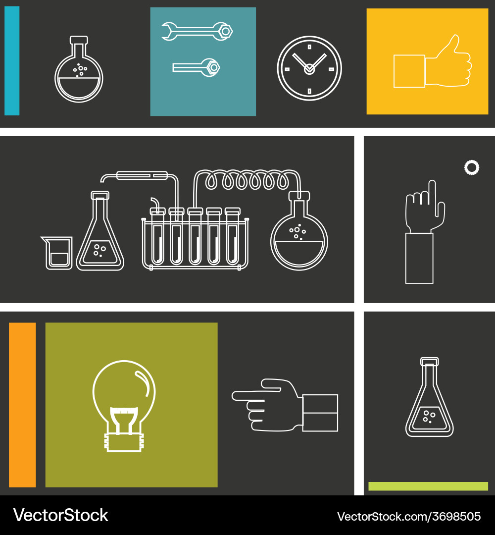 Laboratory Experiment Icons - Flat Style vector image