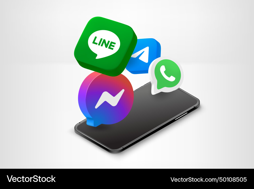 Messaging App Icons on Smartphone vector image