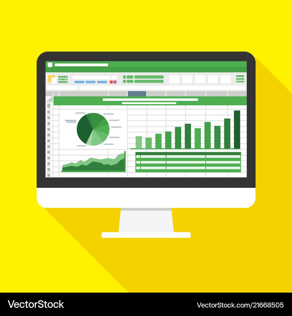 Spreadsheet Icon on Computer Screen vector image
