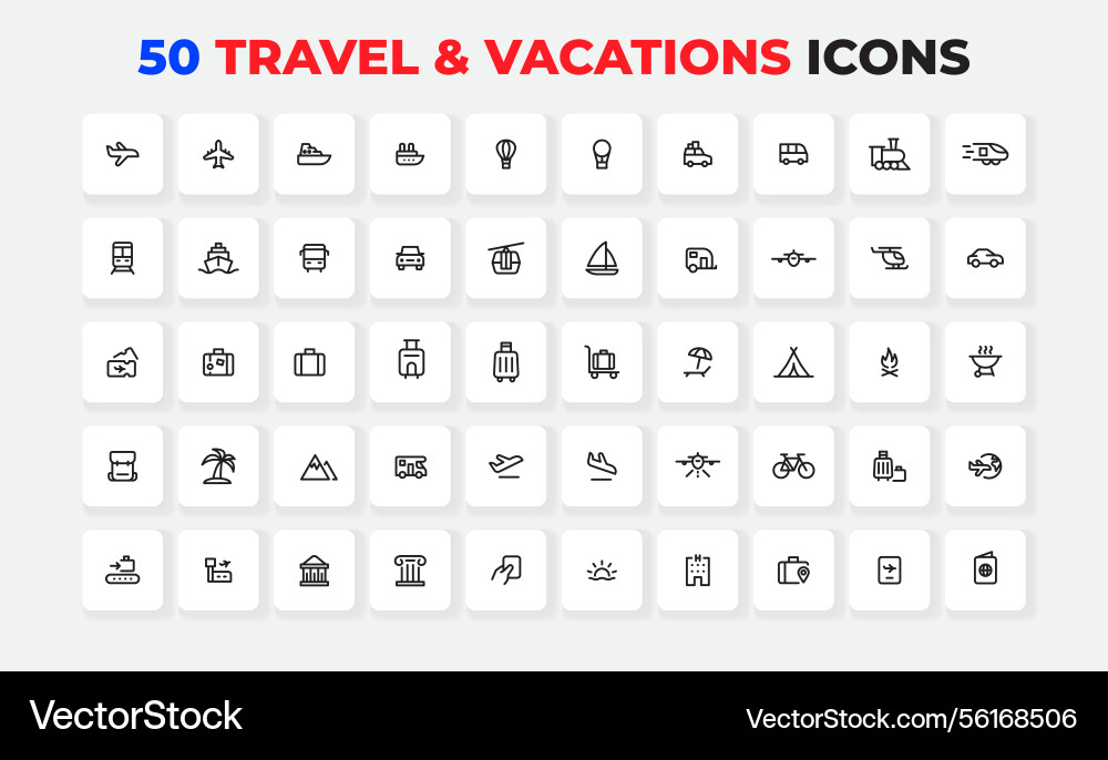 A set of 50 minimalistic icons representing A set of 50 minimalistic icons representing vector image