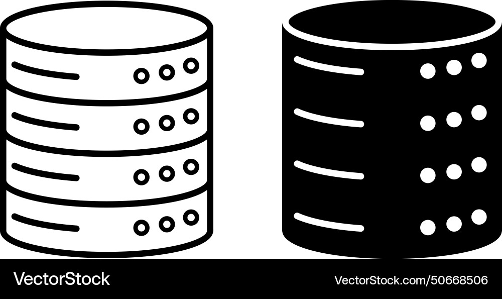 Database icons black and white vector image