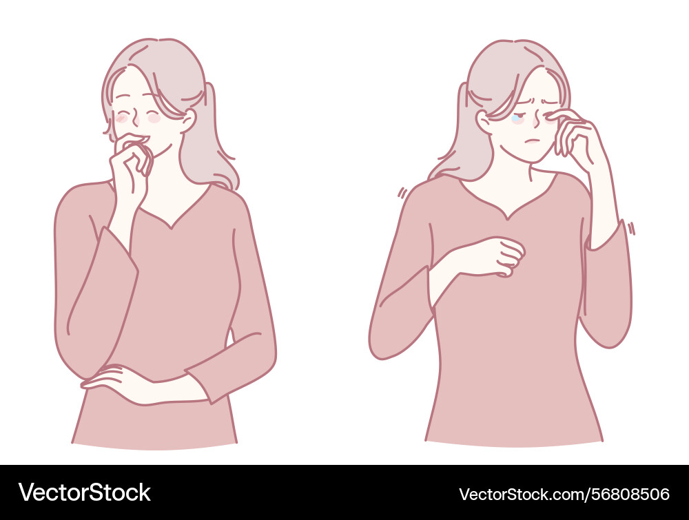 Expressions of anxiety and deep reflection Expressions of anxiety and deep reflection Vector Image