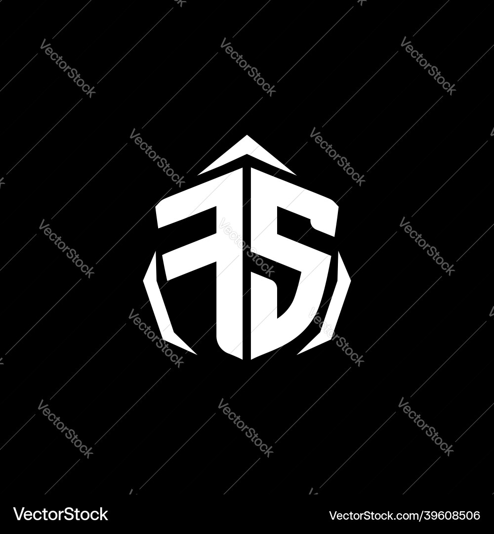 Fs monogram shield shape style Vector Image