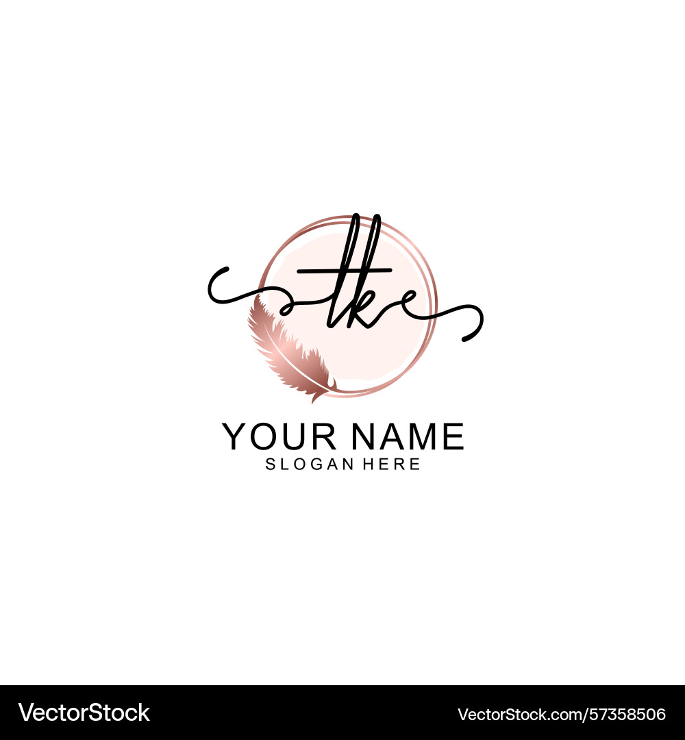Handwritten tk initial logo with circle Handwritten tk initial logo with circle Vector Image