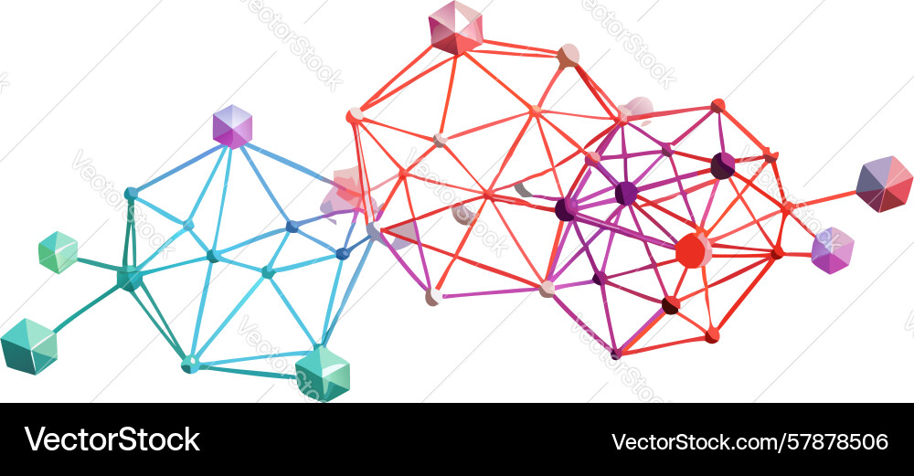 Molecular network structure with nodes design Vector Image