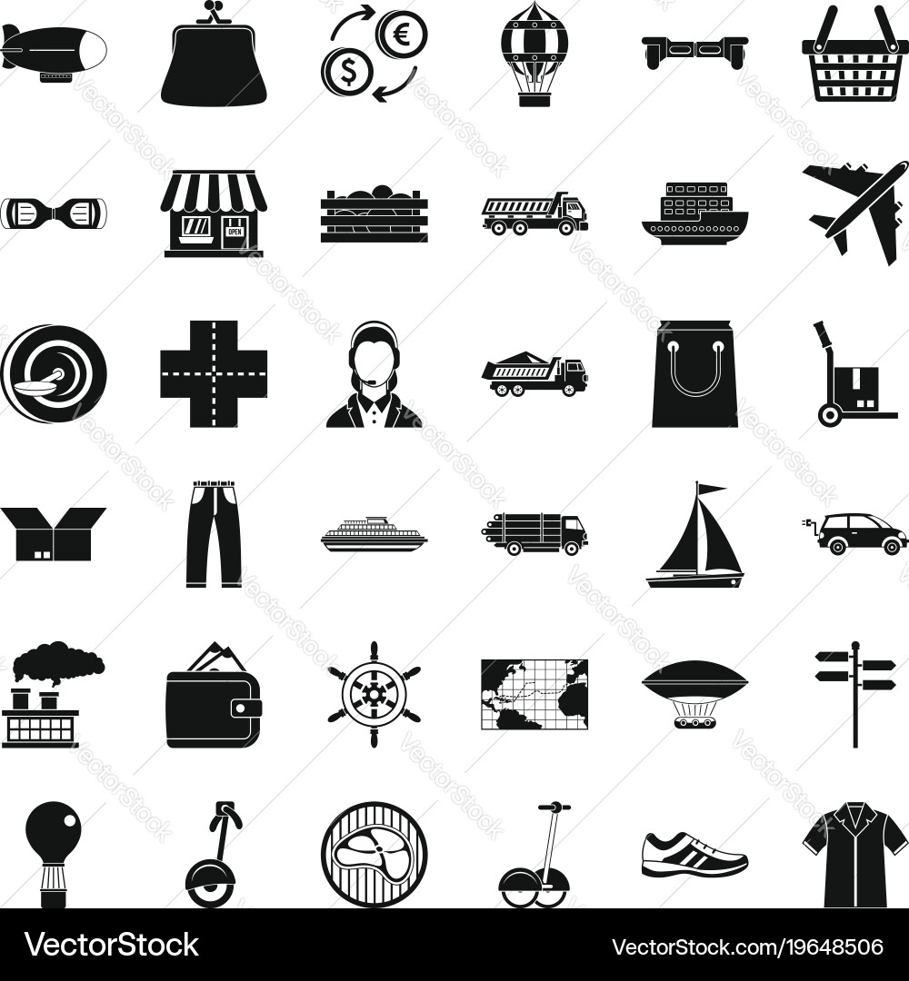 Plane delivery icons set simple style Vector Image