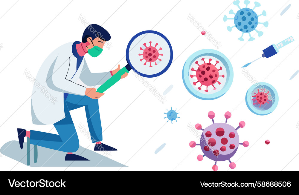 Scientist Studying Viruses in Lab Vector Image