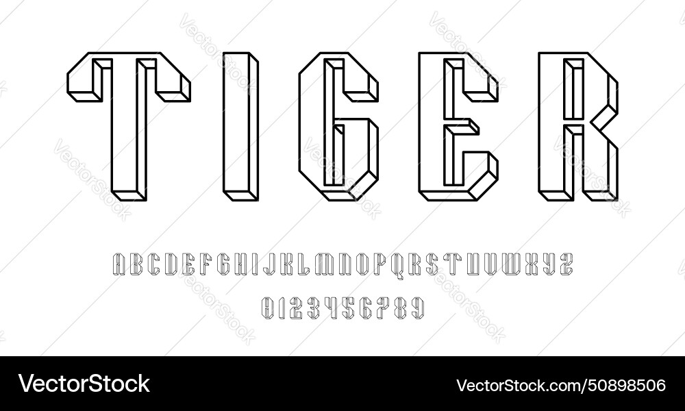 Set of alphabets font letters and numbers Set of alphabets font letters and numbers vector image