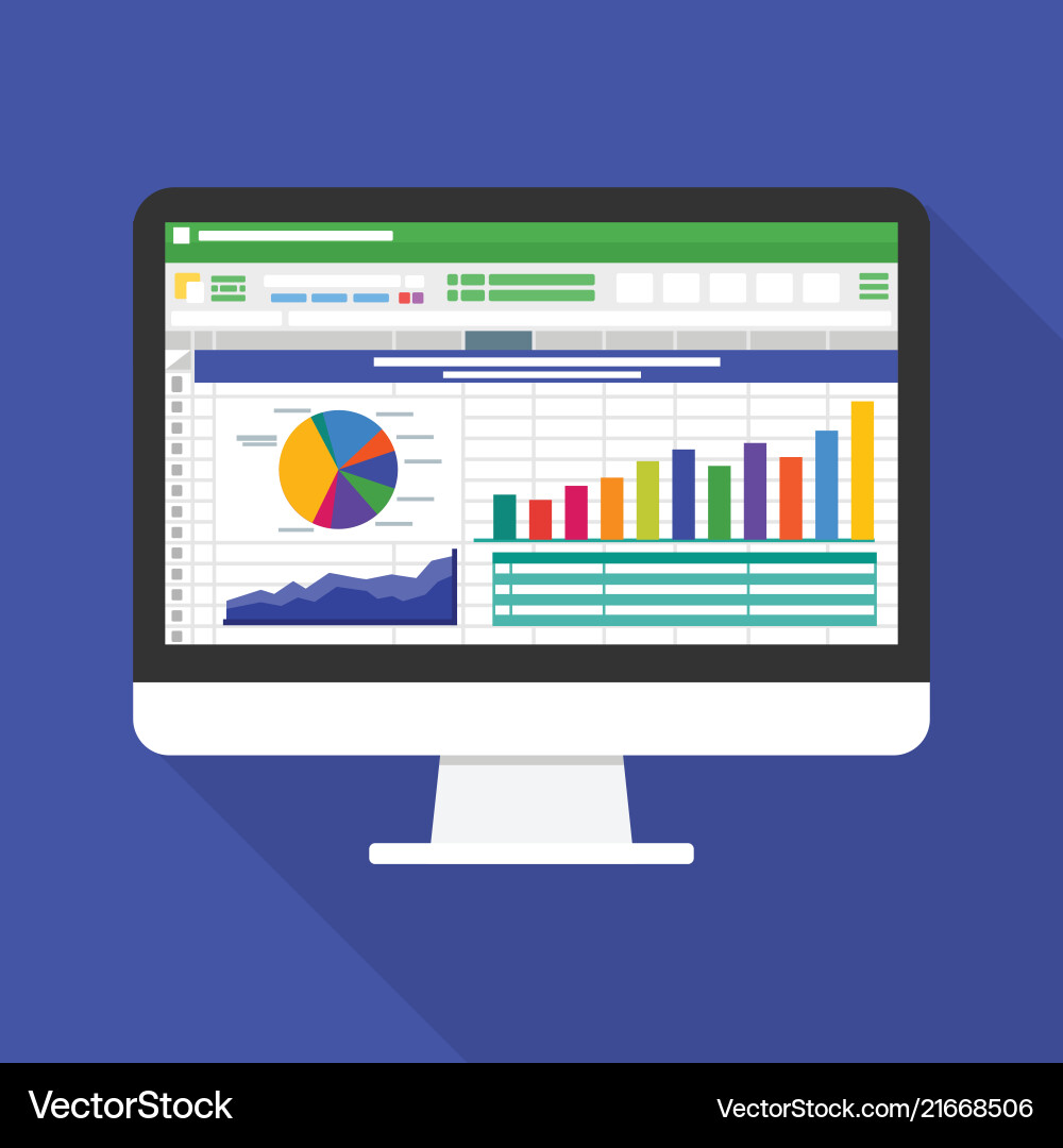Spreadsheet Icon on Computer Screen vector image