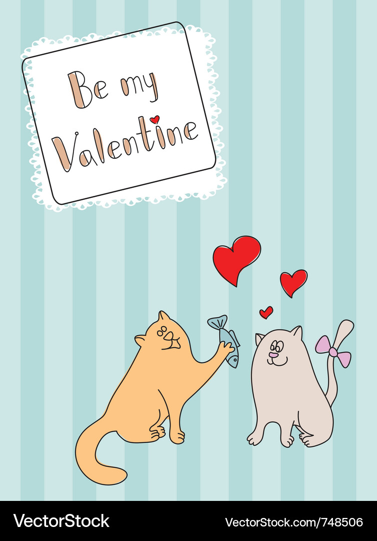 Valentinstag Katzen Vektorbild