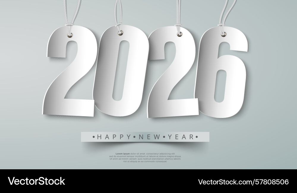 White 3d numbers 2026 hanging with string happy Vector Image