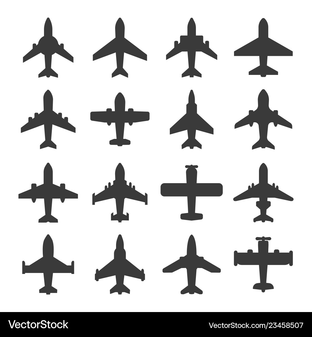 Airplane Icon Set - Flight & Transport vector image