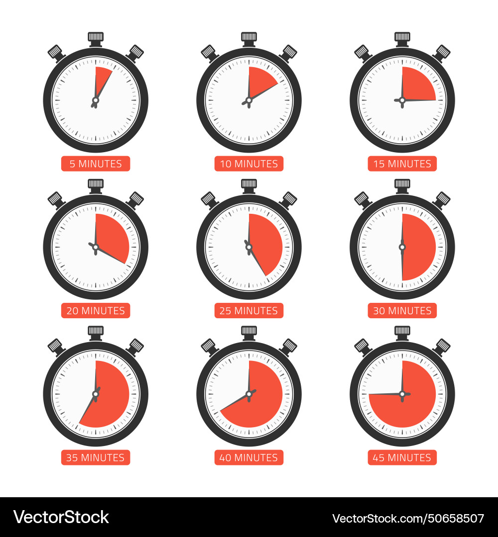 Clock face with different time the timer icons Clock face with different time the timer icons vector image