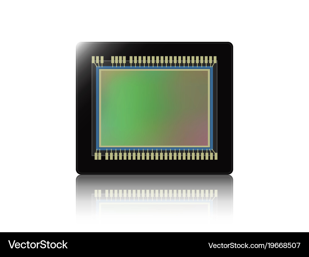Digital camera sensor with reflection on white vector image