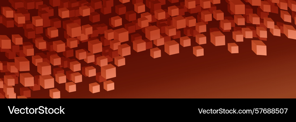 Floating red cubes on gradient background Vector Image