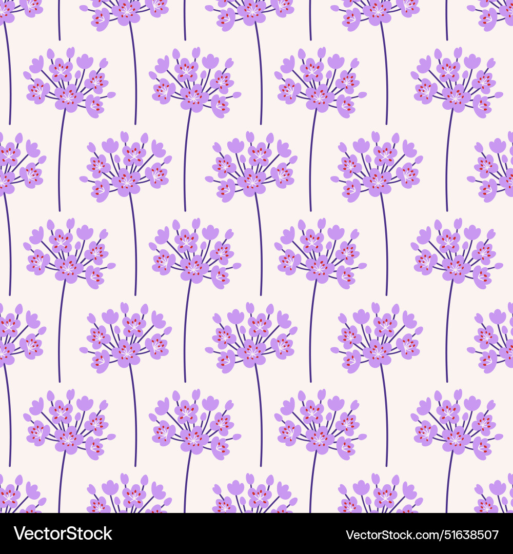 Inflorescence of violet flowers seamless pattern Vector Image
