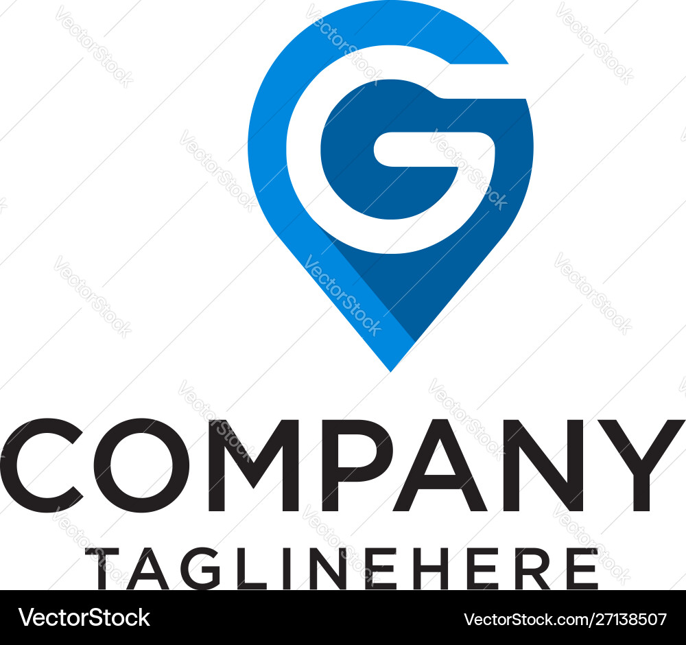Letter g with map pointer logo design concept vector image