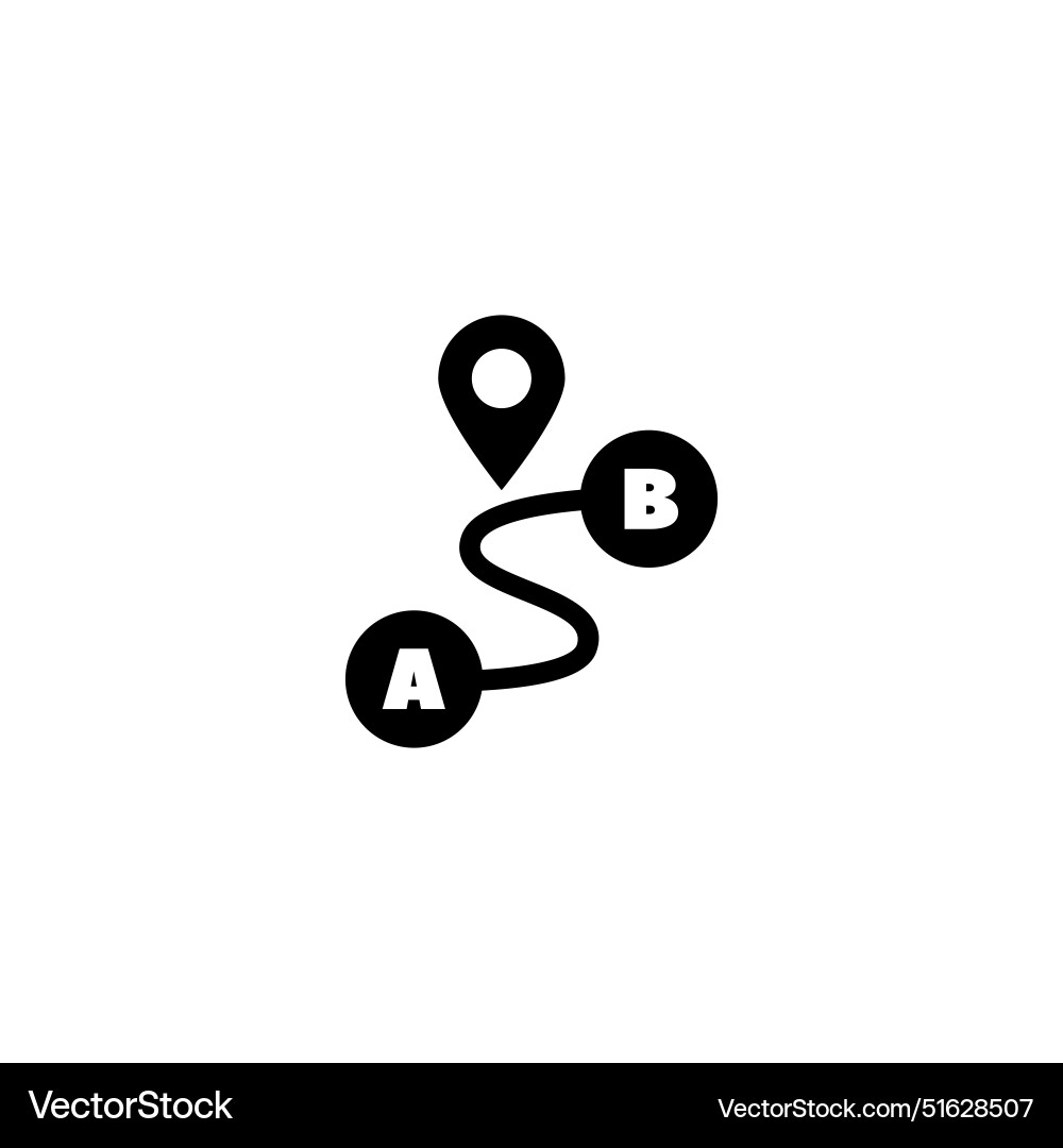 Modern route map icon with location pins a and b Modern route map icon with location pins a and b vector image