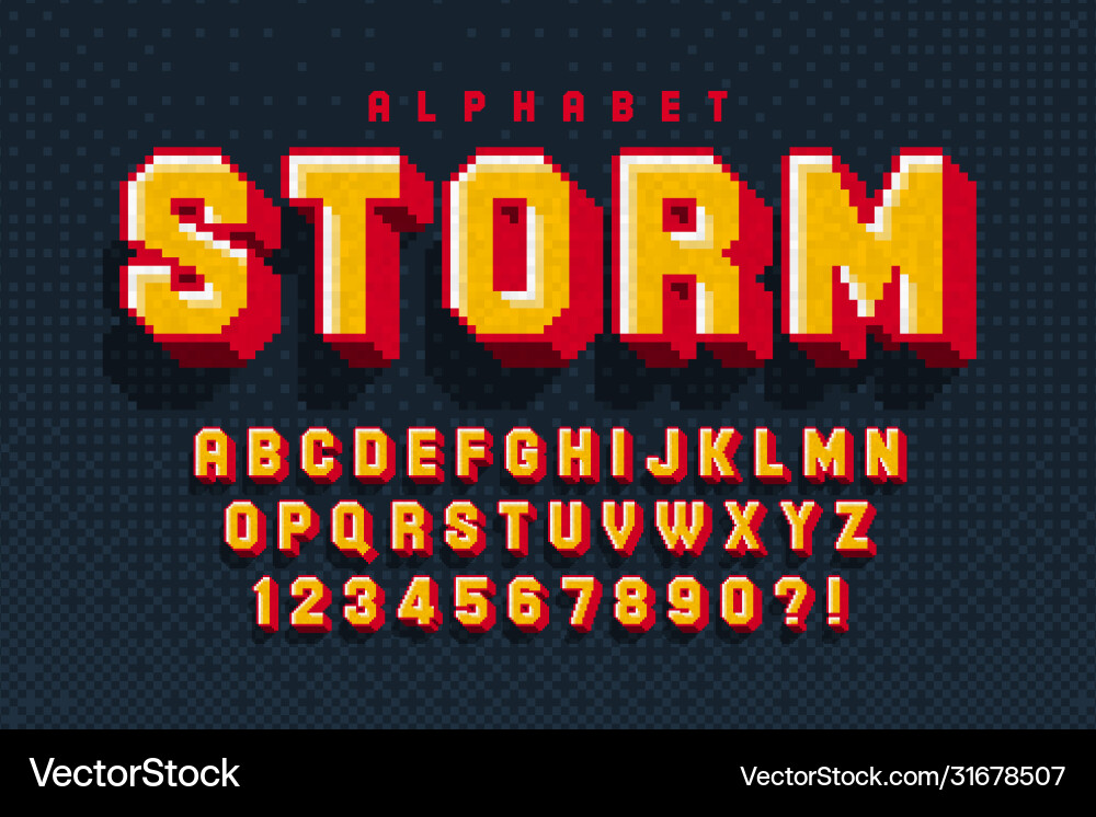 Pixel 8-bit Alphabet vector image