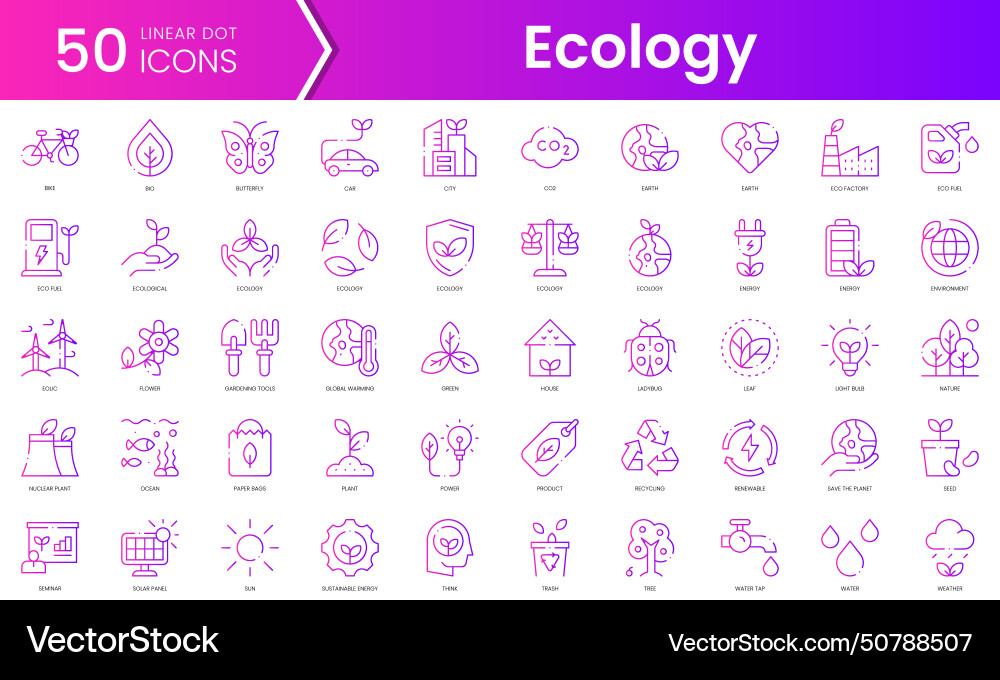 Set of ecology icons gradient style icon bundle Set of ecology icons gradient style icon bundle vector image