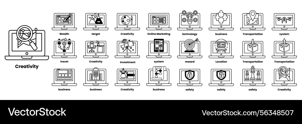 Set of in the concept computers and business Set of in the concept computers and business Vector Image