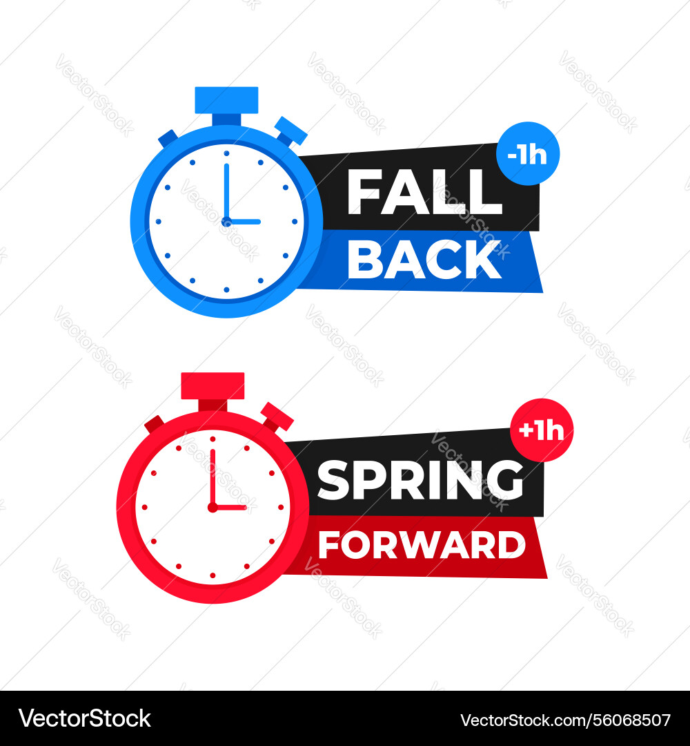Stopwatch showing spring forward and fall back Vector Image