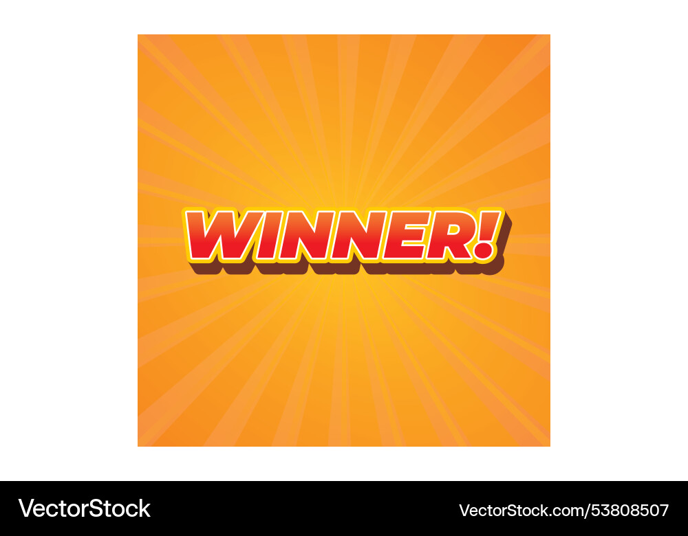 Winner text effect with modern color in 3d style Vector Image