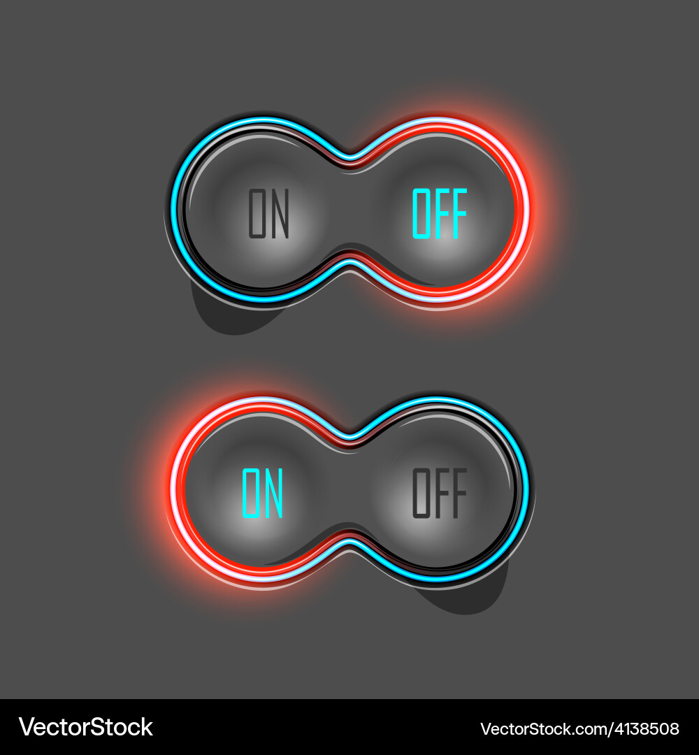 Button switches with backlight on and off stock Vector Image