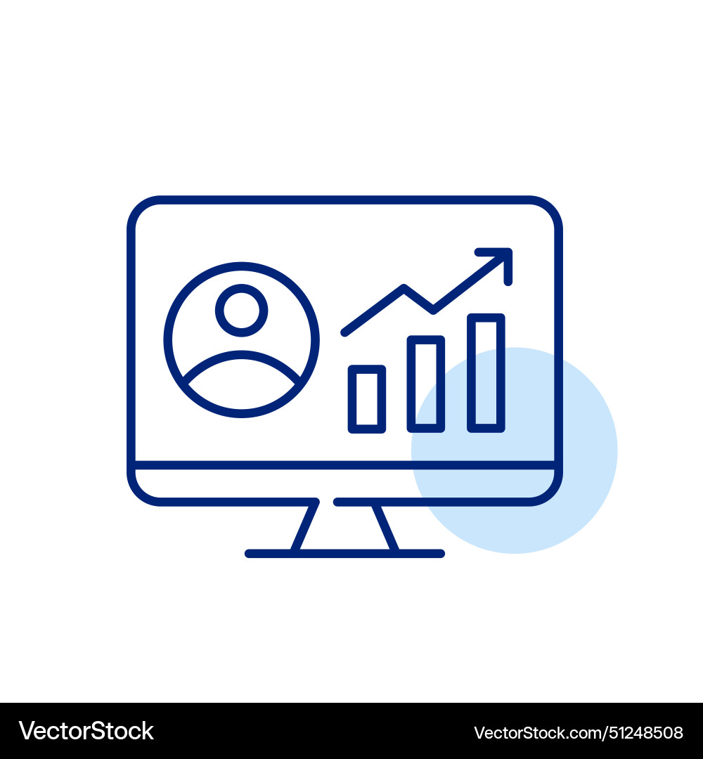 Computer monitor with user avatar and financial Computer monitor with user avatar and financial Vector Image