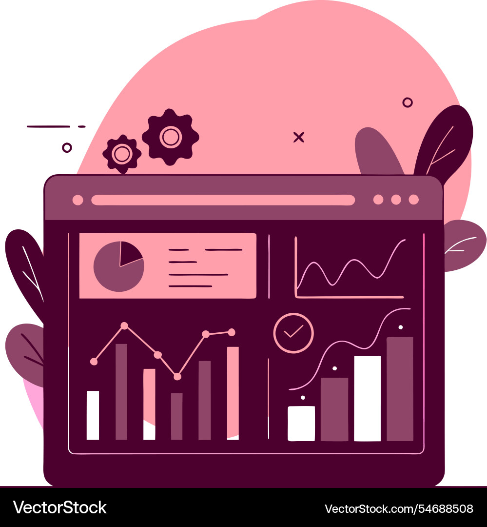 Modern data dashboard display with various metrics Modern data dashboard display with various metrics Vector Image