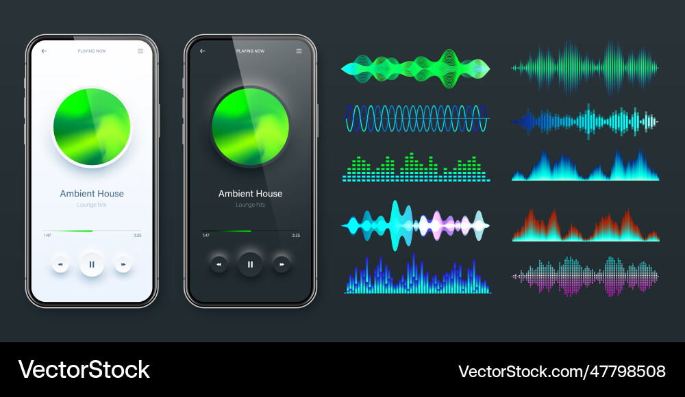 Online audio player user interface smartphone app Online audio player user interface smartphone app vector image