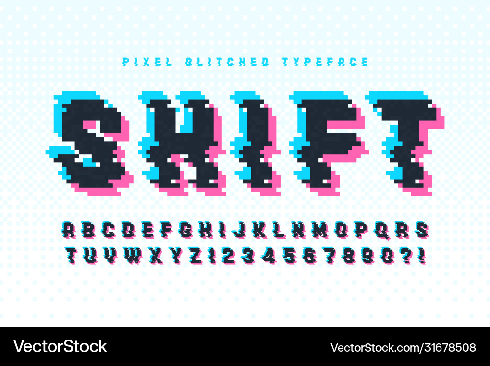 Pixel alphabet design stylized like in 8 Pixel alphabet design stylized like in 8 vector image
