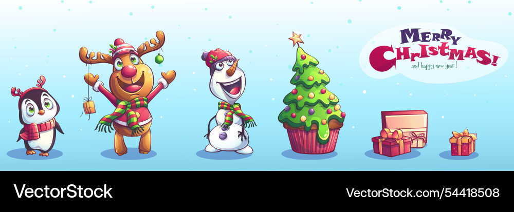 Set of year characters and objects Vector Image
