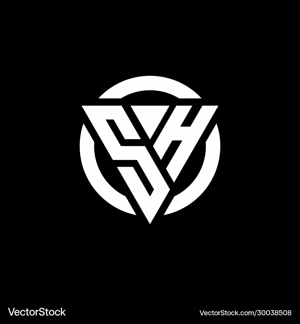 Sh Logo mit Dreiecksform und Kreis abgerundet Sh Logo mit Dreiecksform und Kreis abgerundet vektorbild