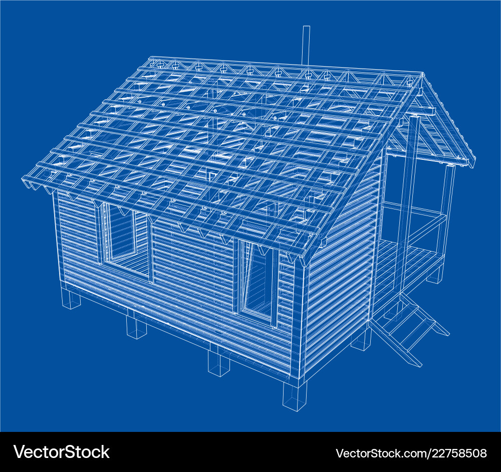 Sketch of small house rendering 3d vector image