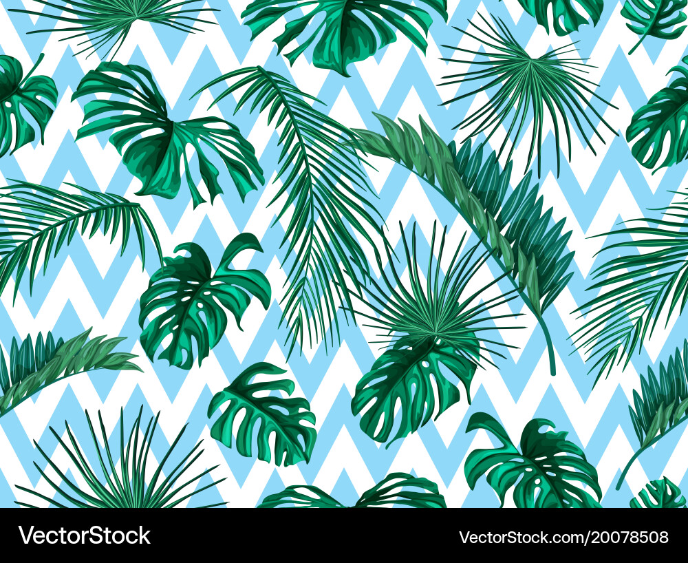 Tropical leaves summer seamless pattern Royalty Free Vector