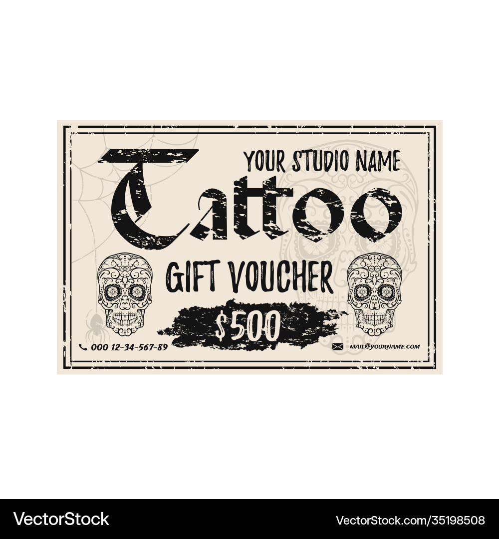 Vintage Tattoo Geschenk Gutschein Vorlage grunge Vintage Tattoo Geschenk Gutschein Vorlage grunge vektorbild
