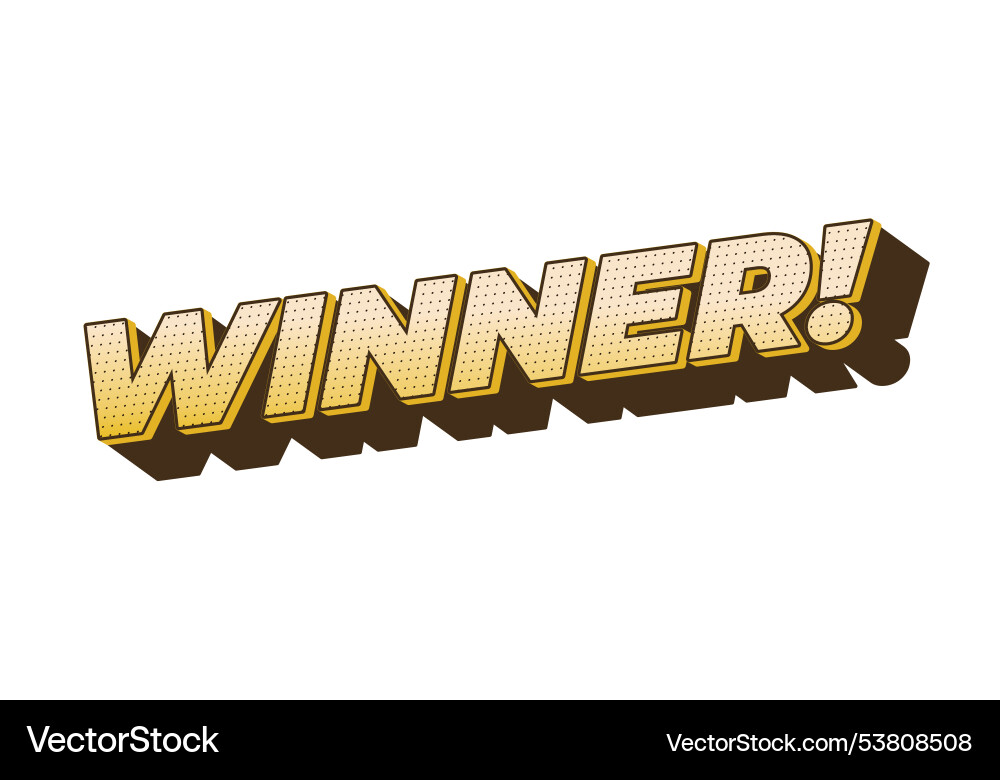 Winner text effect with modern color in 3d style Vector Image