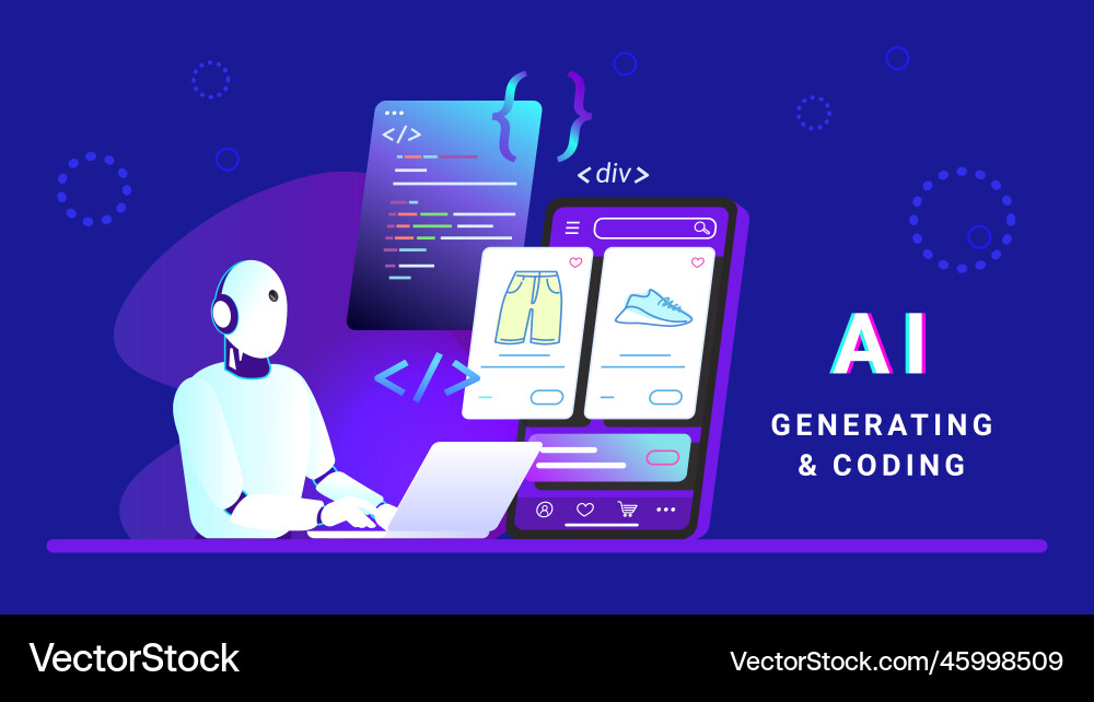 Coding e-commerce mobile app for online store Coding e-commerce mobile app for online store vector image