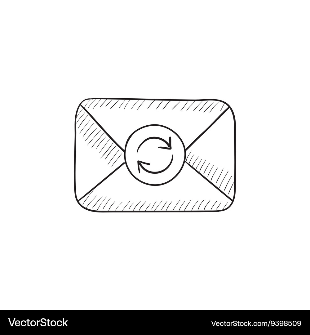 Envelope mail with refresh sign sketch icon Vector Image